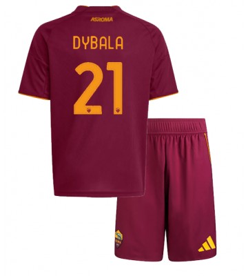 AS Roma Paulo Dybala #21 Hjemmebanetrøje Børn 2025-26 Kortærmet (+ Korte bukser)
